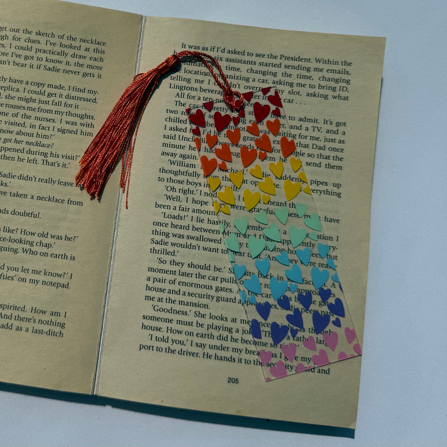 Rainbow Hearts Acrylic Bookmark - Bookmarked By Chris