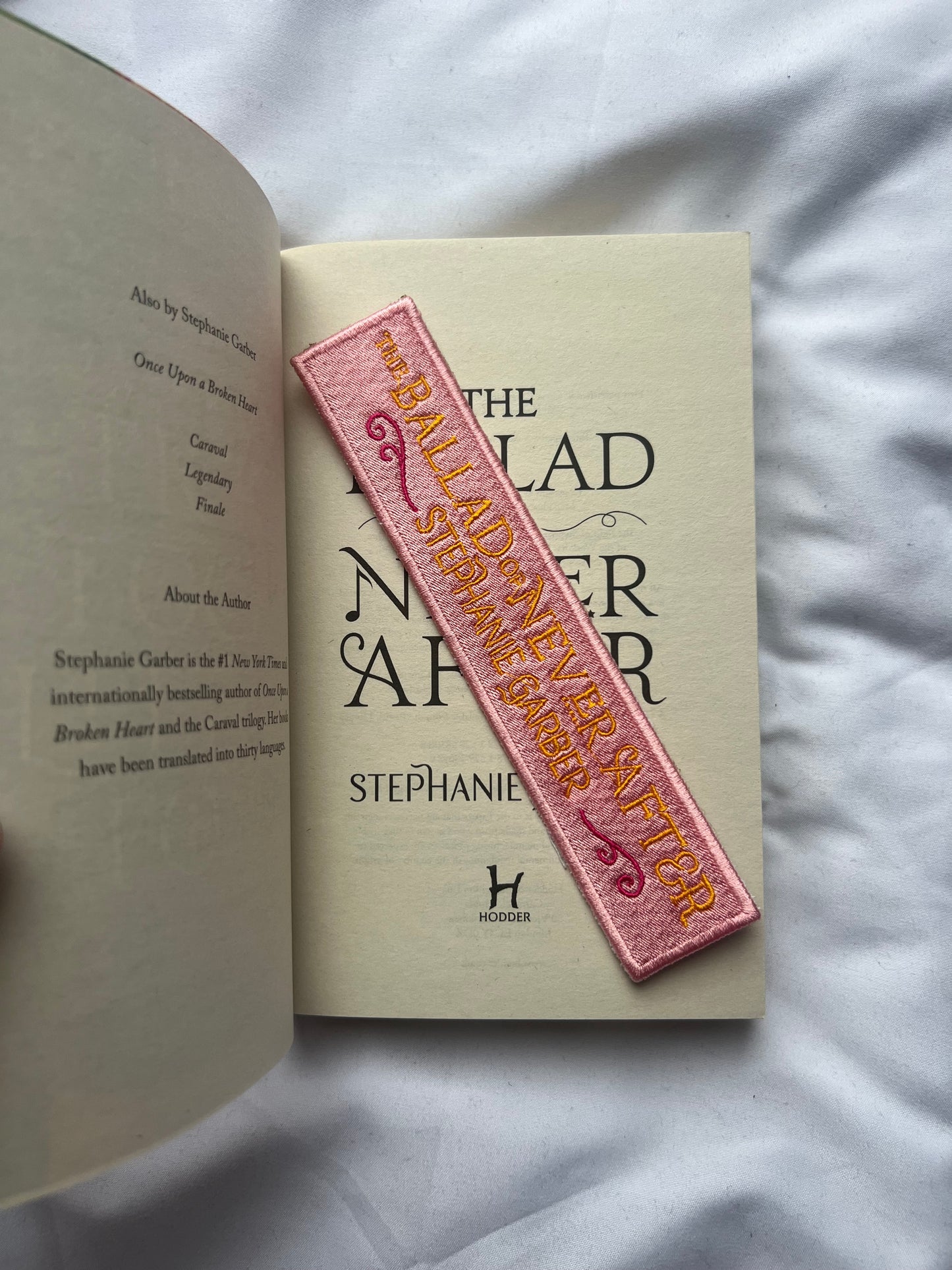 A Ballad of Never After Embroidered bookmark