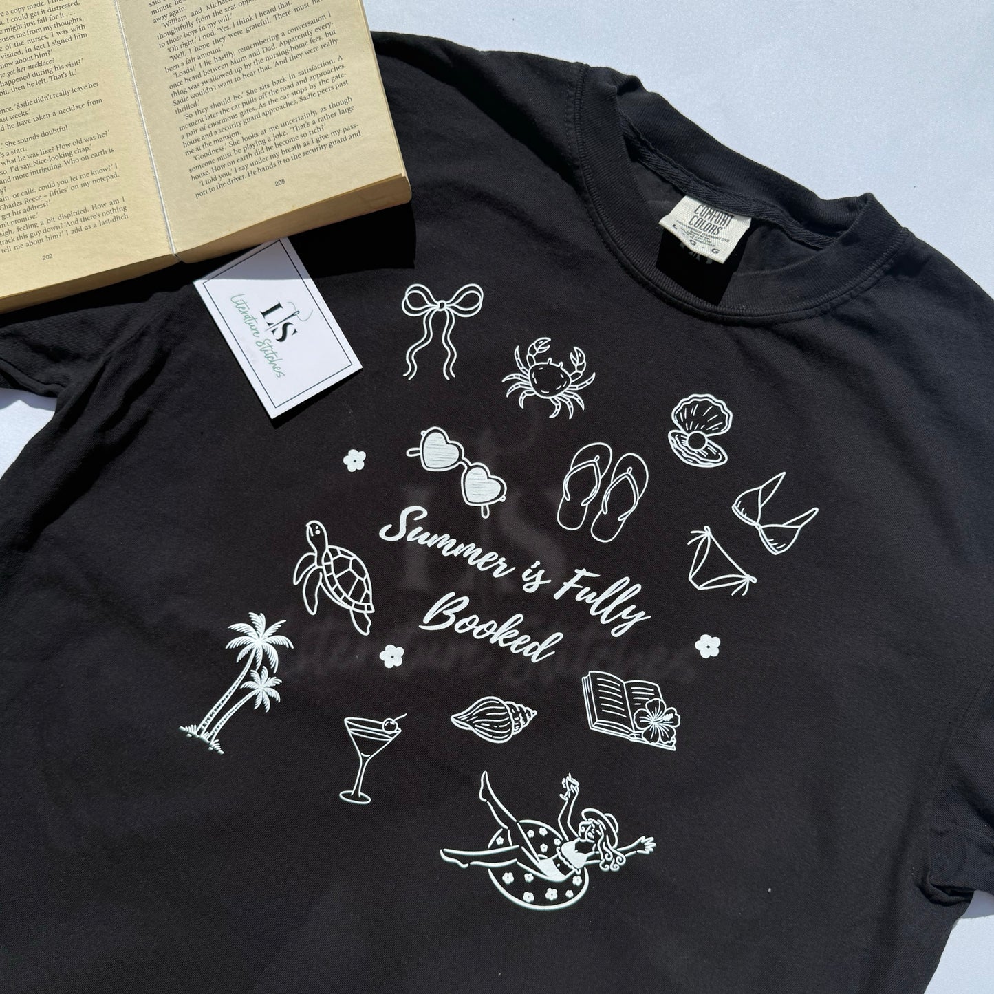 Summer Is Fully Booked - Printed Black T-Shirt