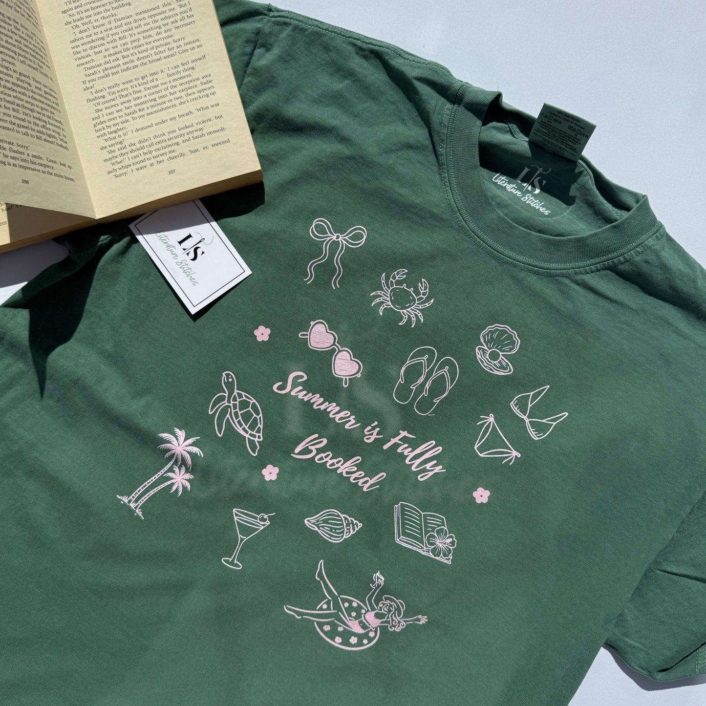Summer Is Fully Booked - Printed Light Green T-Shirt