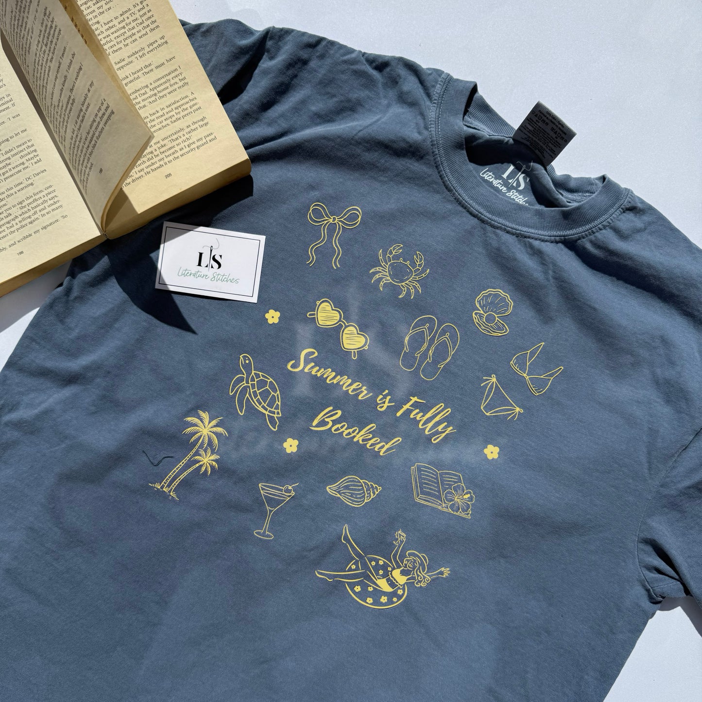 Summer Is Fully Booked - Printed Blue Jean T-Shirt