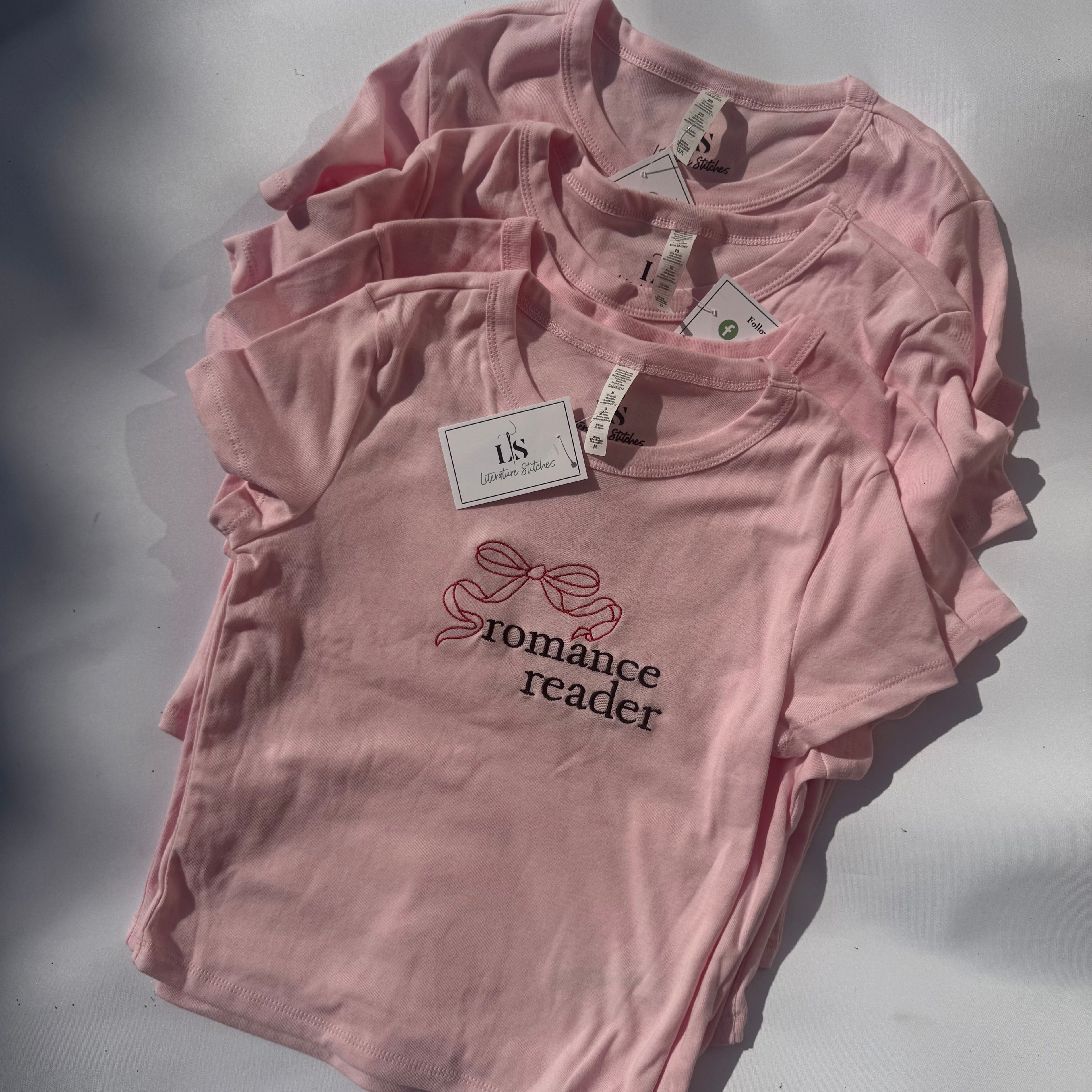 Romance Reader Light Pink Baby Tee