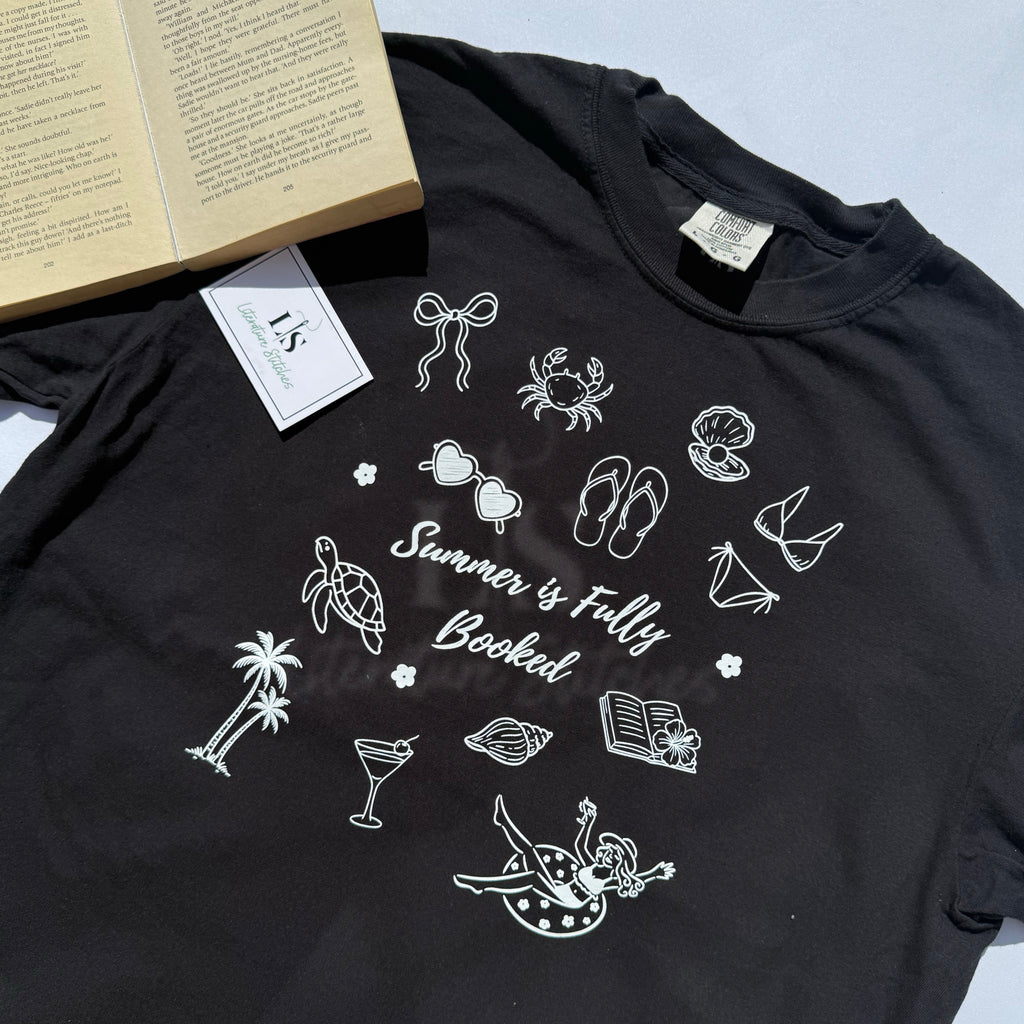 Summer Is Fully Booked - Printed Black T-Shirt