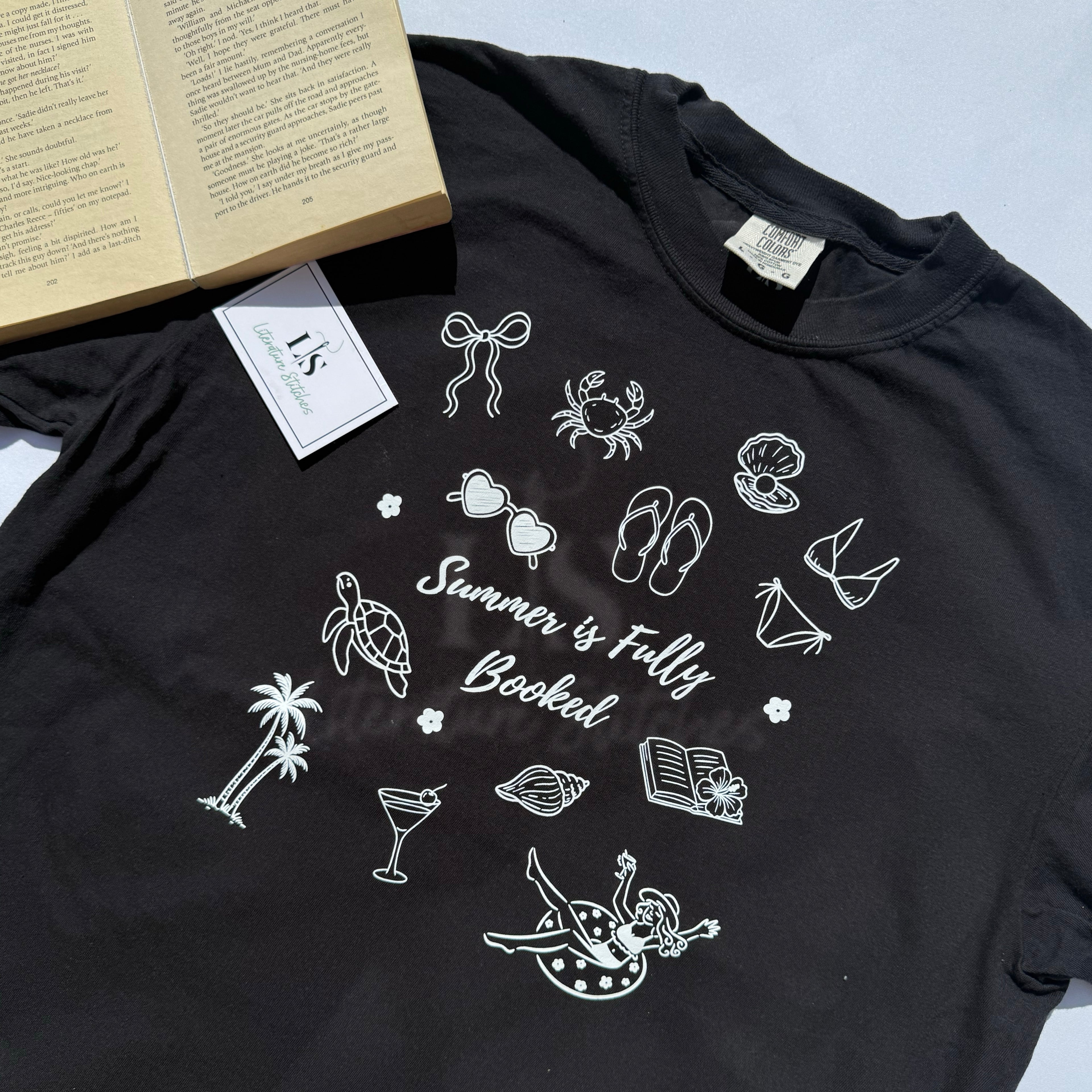 Summer Is Fully Booked - Printed Black T-Shirt