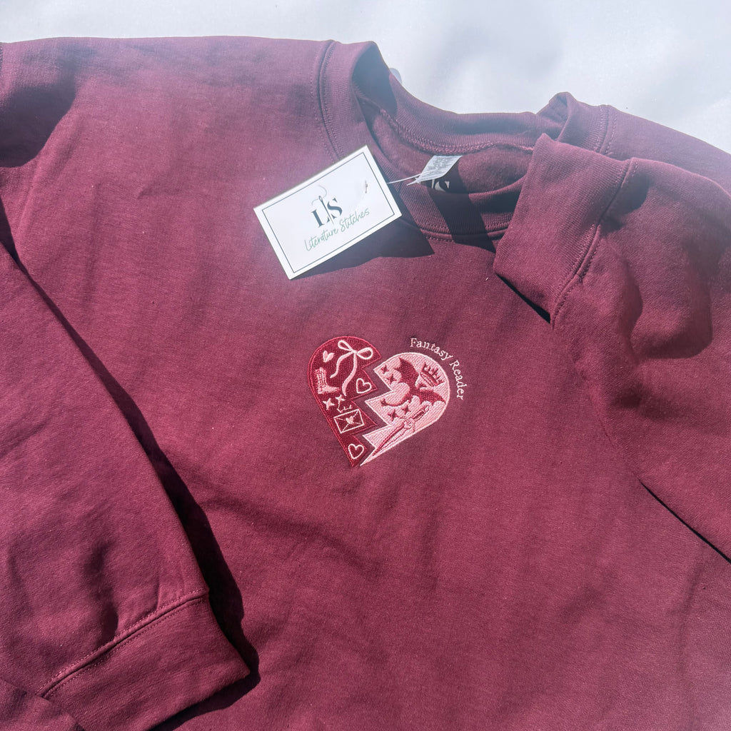 Fantasy Reader Heart Burgundy XL Sweatshirt