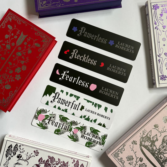 LAUREN ROBERTS Powerless Series Bookmarks Full Set - © Lauren’s Library LLC.