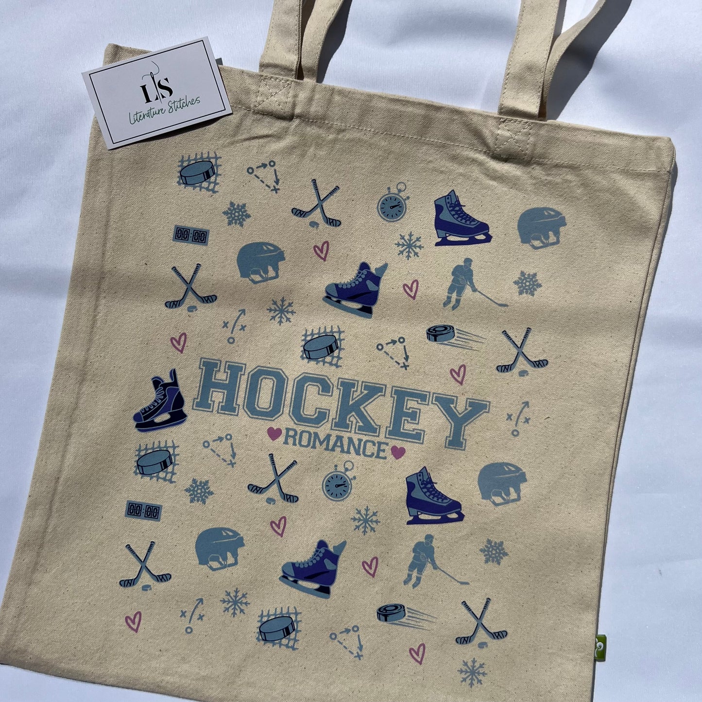 Hockey Romance Printed Tote Bag - Natural