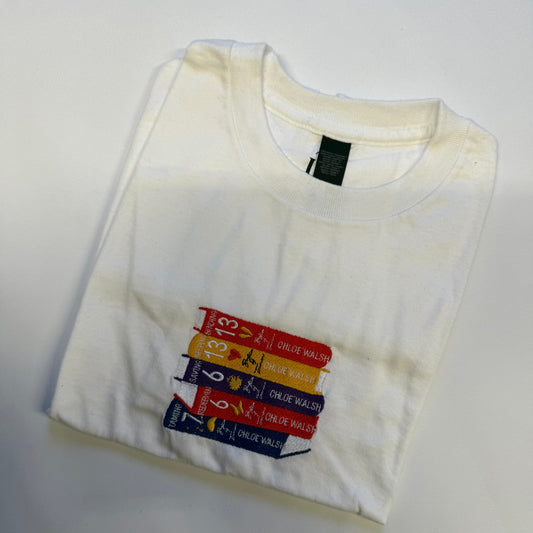 Binding 13 Book Stack White Small T-Shirt